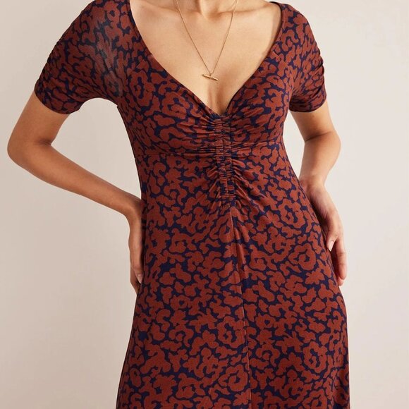 Boden Ruched Front Jersey Midi Dress Womens Size 8R NWT - Picture 3 of 12